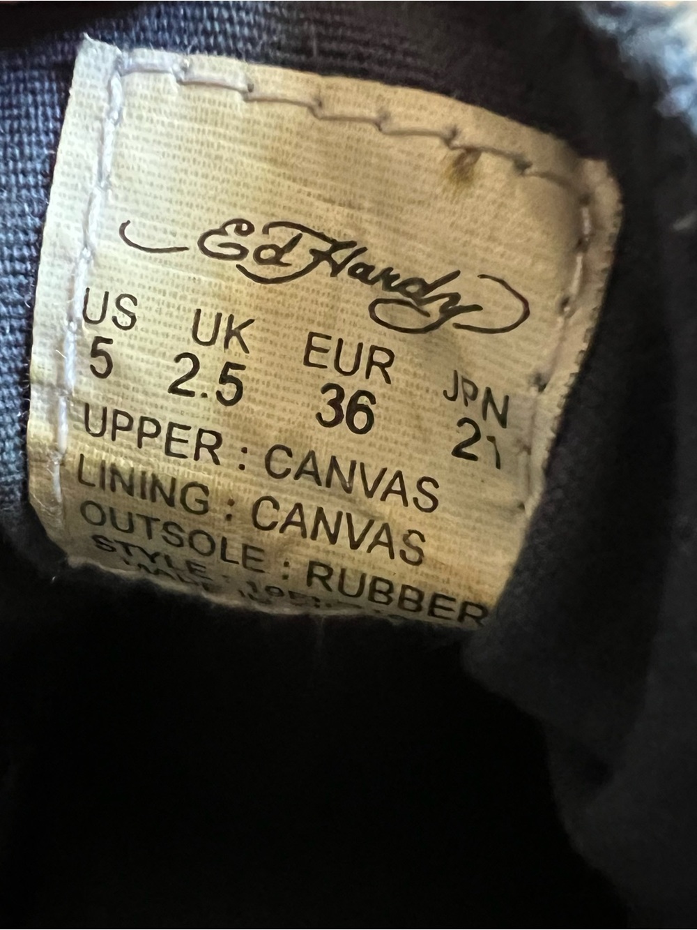 Ed Hardy Navy Sneakers with Yellow Paint-Splatter & Multicolor Tattoo Print - Picture 3 of 5